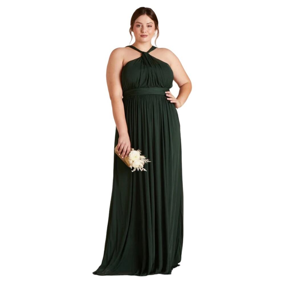 BIRDY GREY Kiko Halter Neck Grecian Emerald Green Chiffon Gown